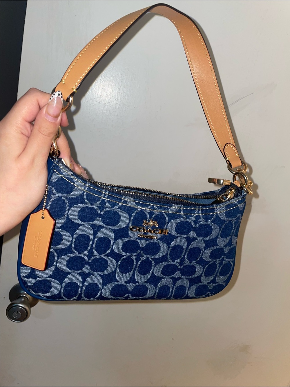 Coach Blue Signature Jacquard Mini Shoulder Bag